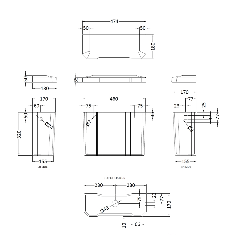 Butler & Rose Catherine High Level Toilet with Pan, Cistern & Flush Pipe Kit