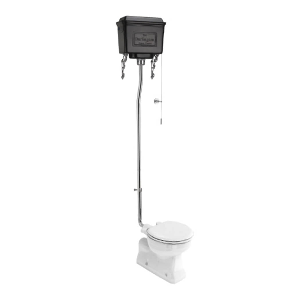 Burlington High Level Toilet with Black Aluminium Cistern (Excluding Seat)