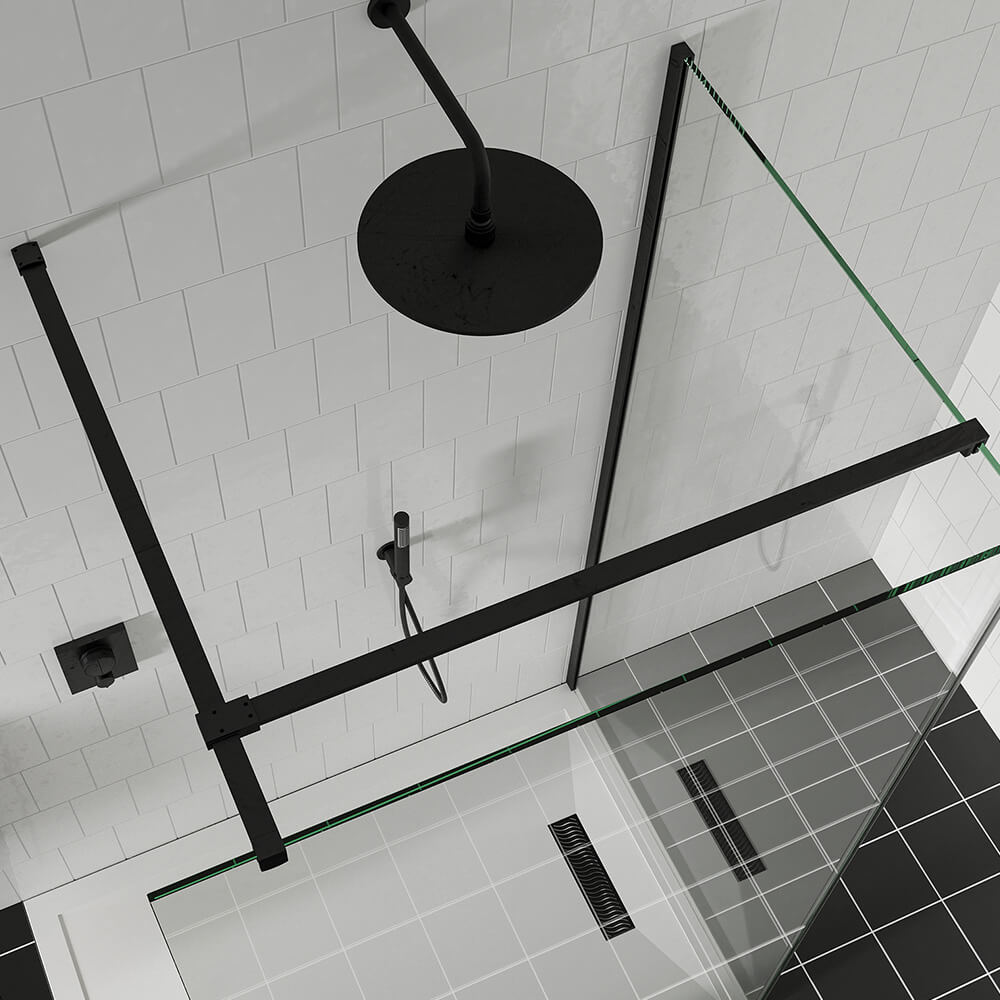 Crosswater Gallery 8 Walk In Shower Enclosure 8mm Panels with Multiple Configurations - Matt Black