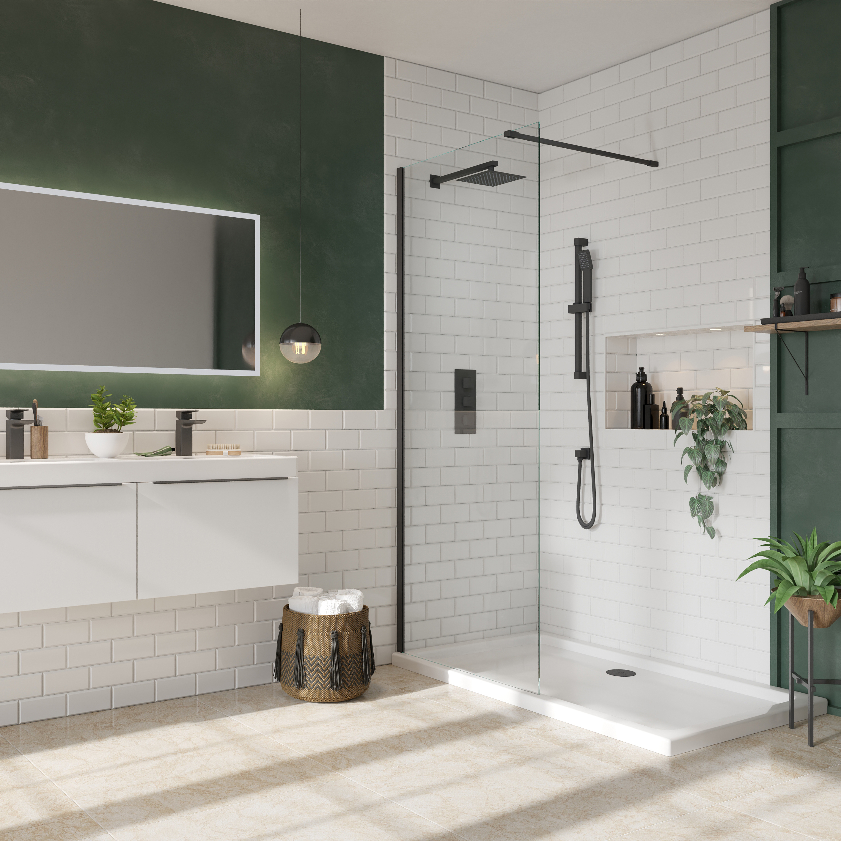 Harbour i8 Matt Black Easy Clean 8mm Walk In Shower Panel