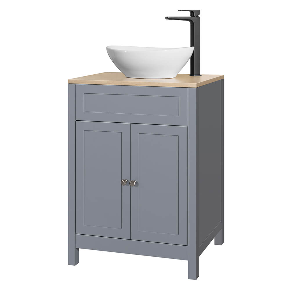 Butler & Rose Catherine 600mm Floorstanding Vanity Unit with Country Oak-Effect Countertop