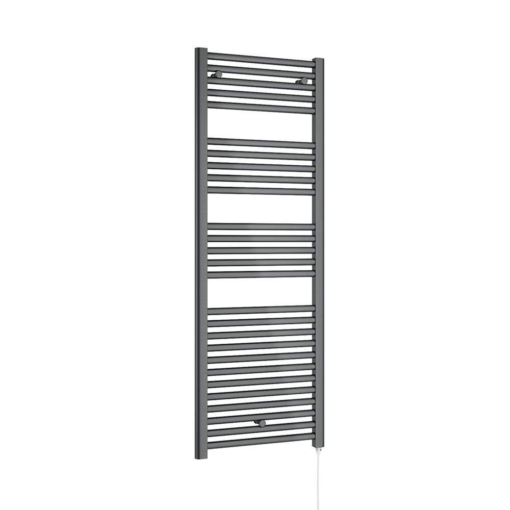 Brenton Hestia Electric Straight Anthracite Heated Towel Rail - 22mm - 1375 x 480mm
