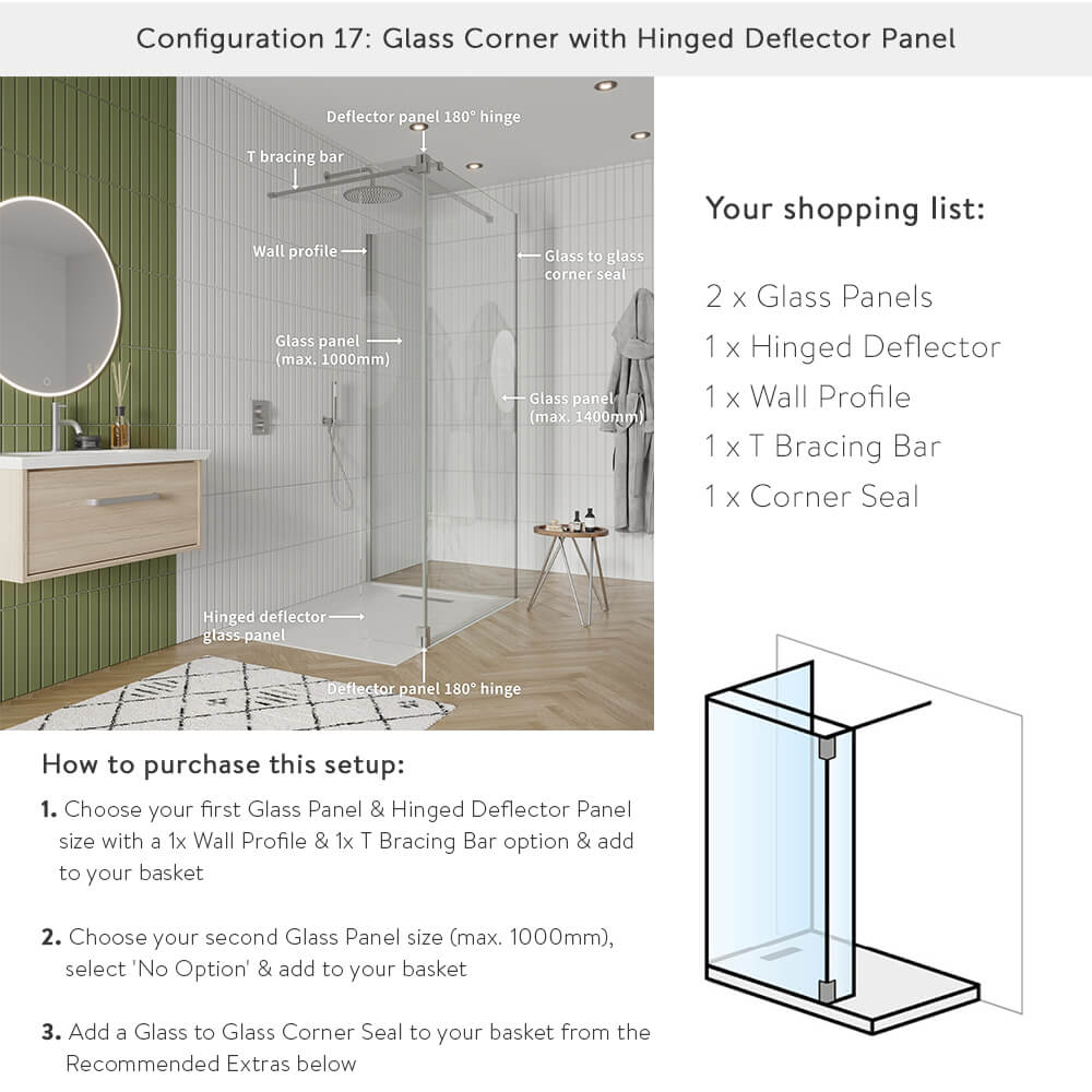 Crosswater Gallery 8 Walk In Shower Enclosure 8mm Panels with Multiple Configurations - Matt Black