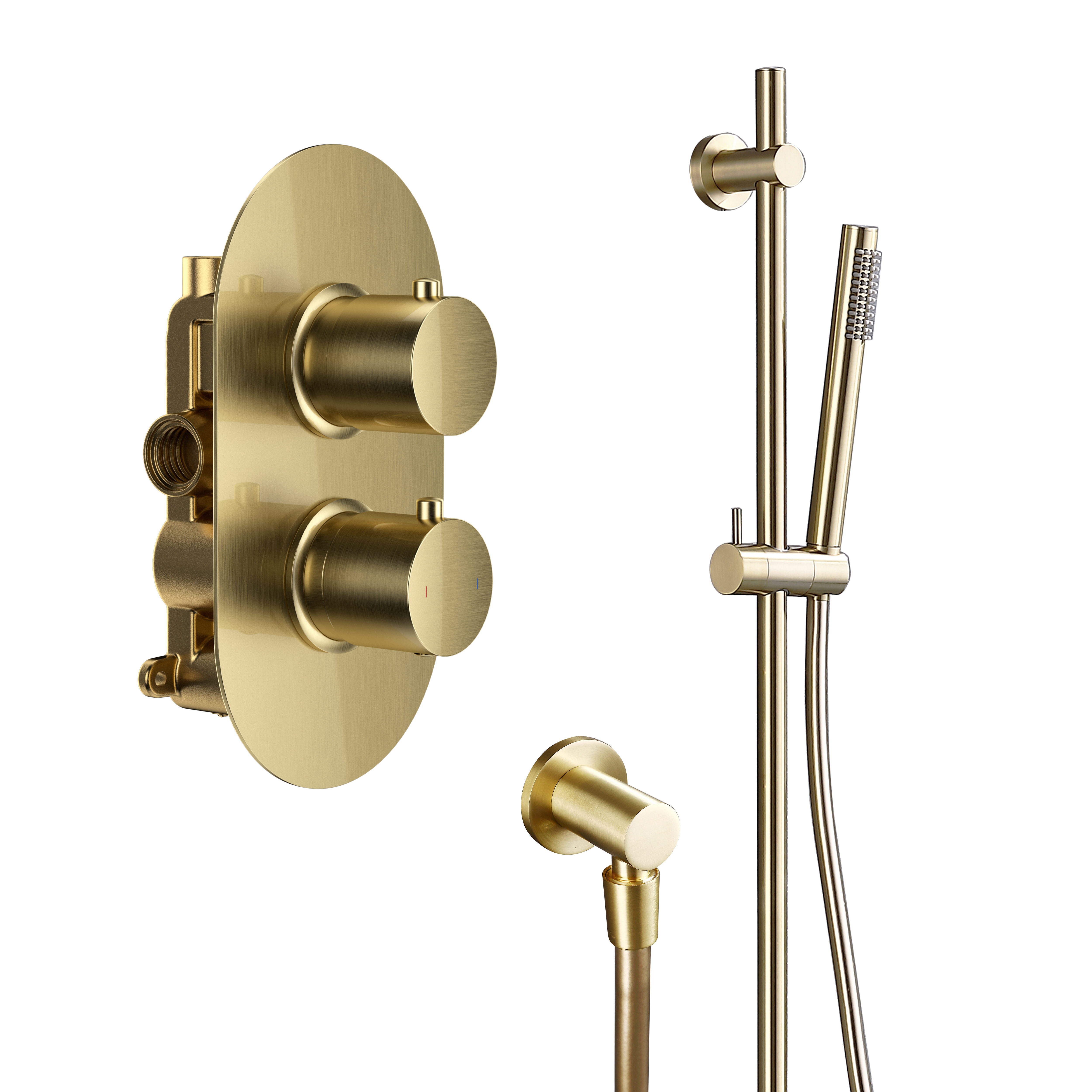 Habour Clarity Brushed Brass Concealed Shower Valve & Slide Rail Shower Kit