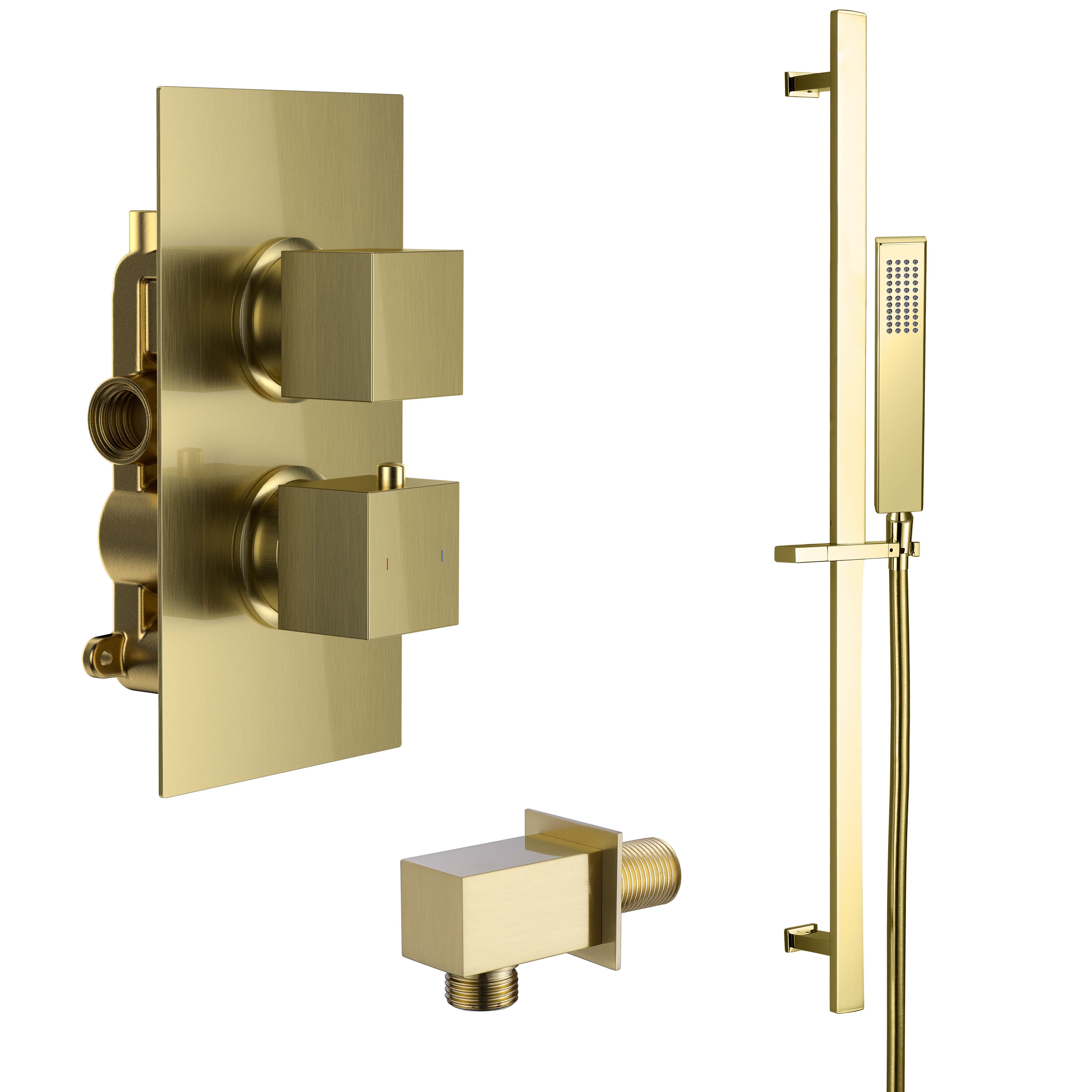 Habour Status Brushed Brass Concealed Shower Valve & Slide Rail Shower Kit