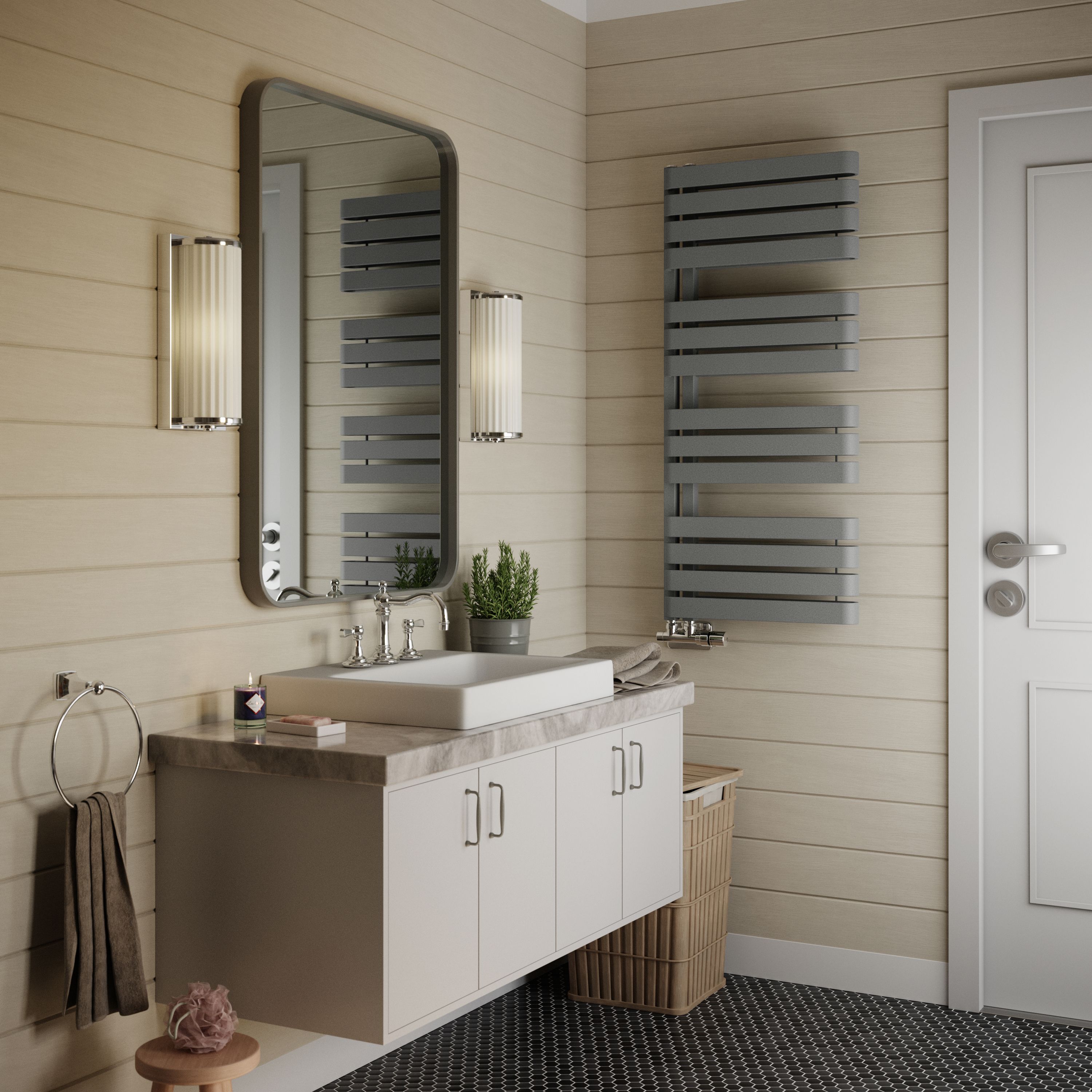 Terma Warp S Open Ladder Heated Towel Rail - 1100 x 500mm - Salt & Pepper
