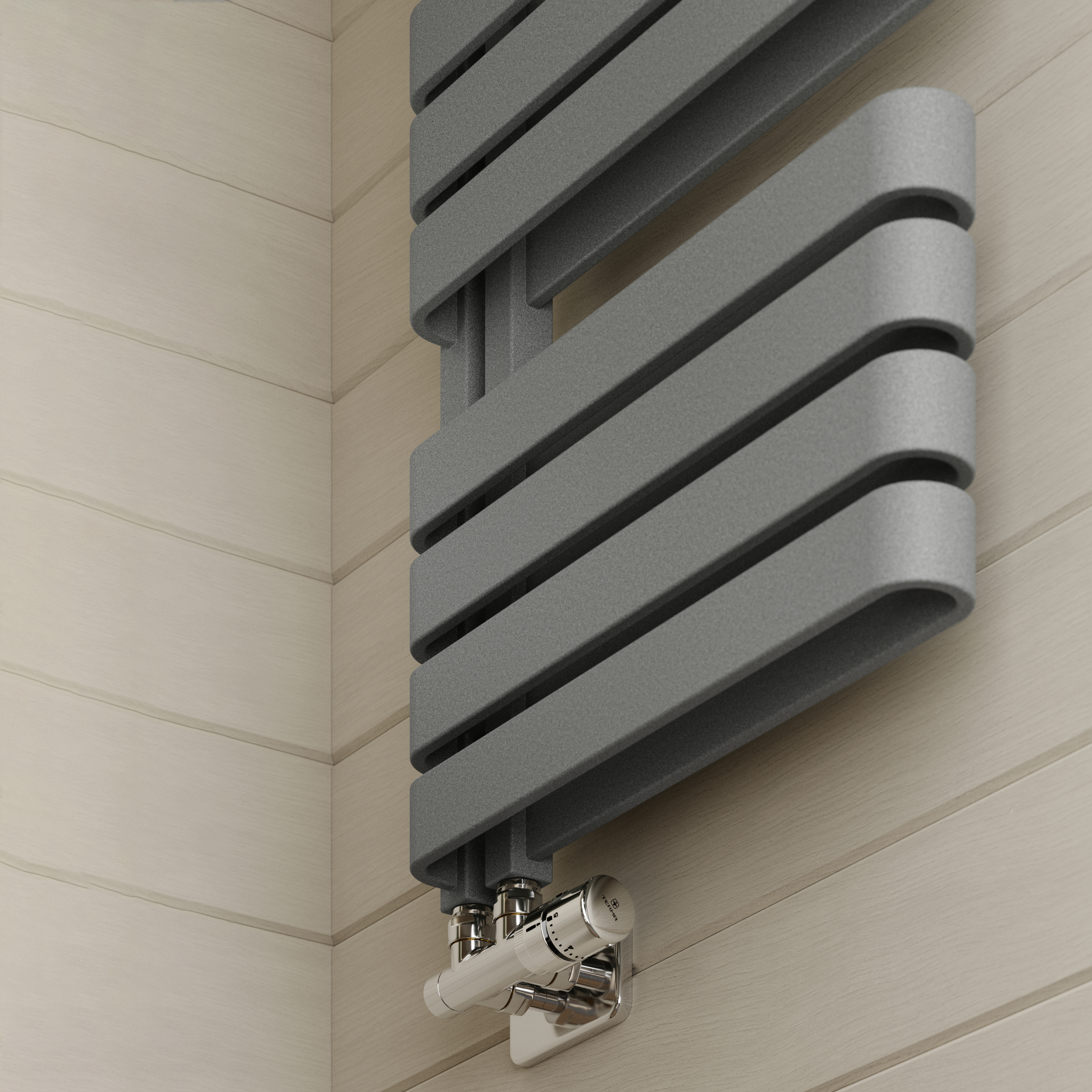 Terma Warp S Open Ladder Heated Towel Rail - 1100 x 500mm - Salt & Pepper