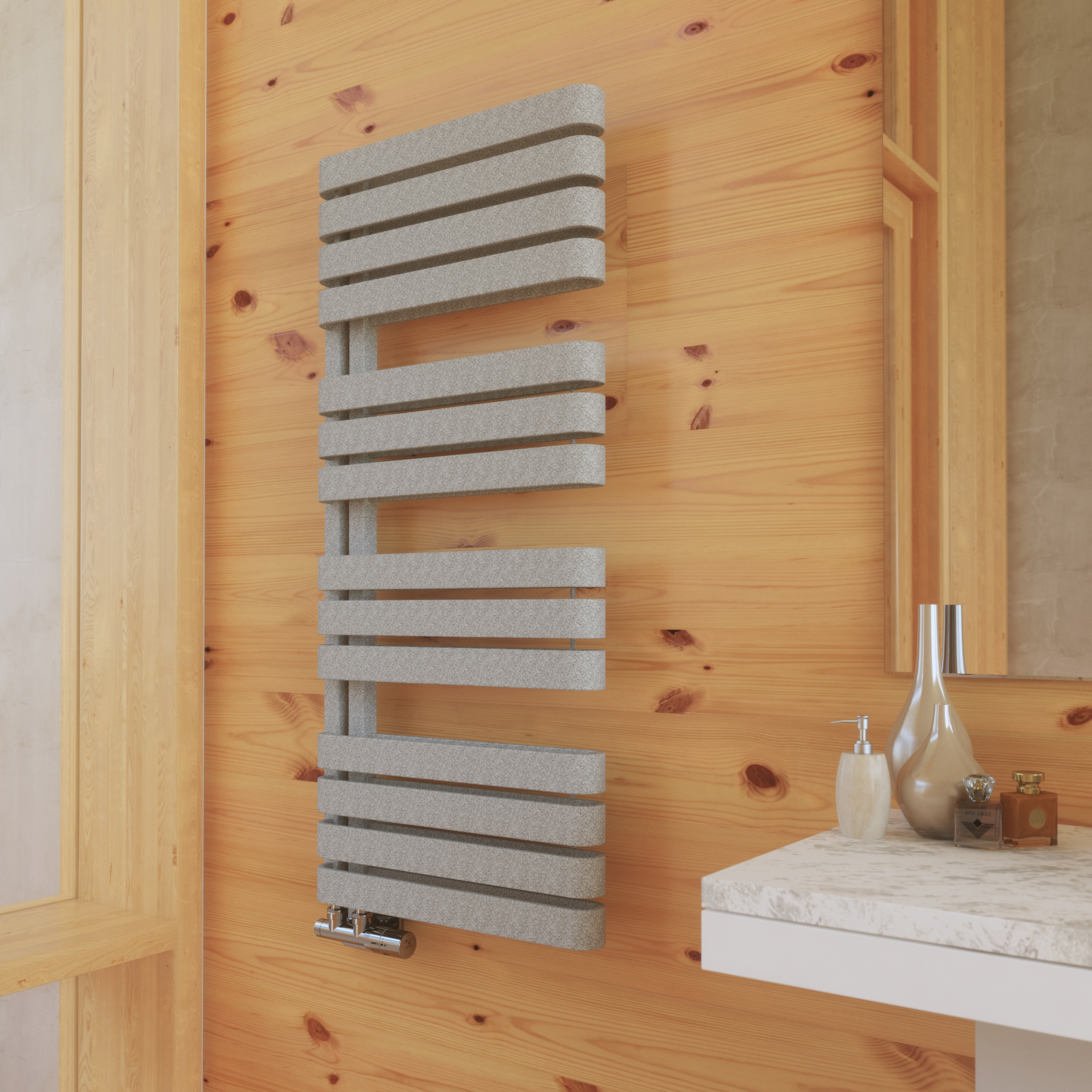 Terma Warp S Open Ladder Heated Towel Rail - 1100 x 500mm - Salt & Pepper