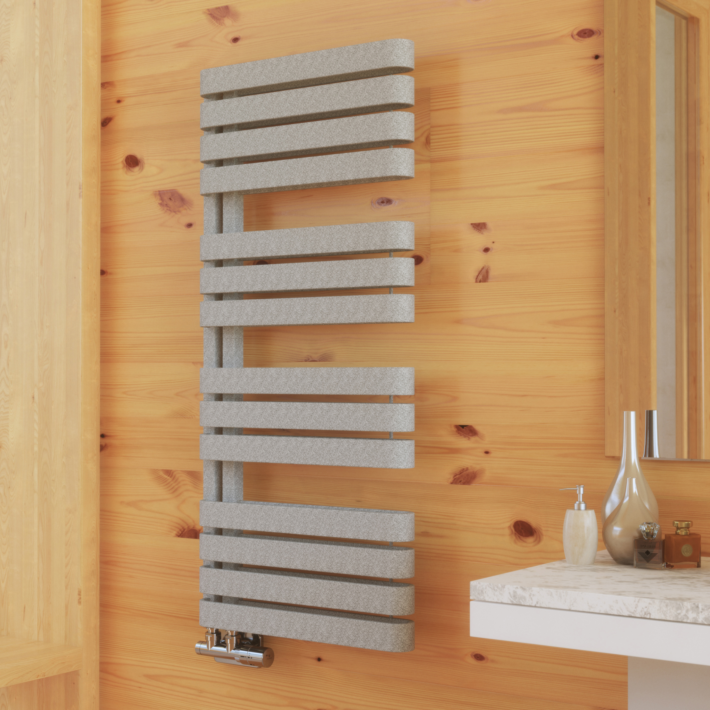 Terma Warp S Open Ladder Heated Towel Rail - 1100 x 500mm - Salt & Pepper