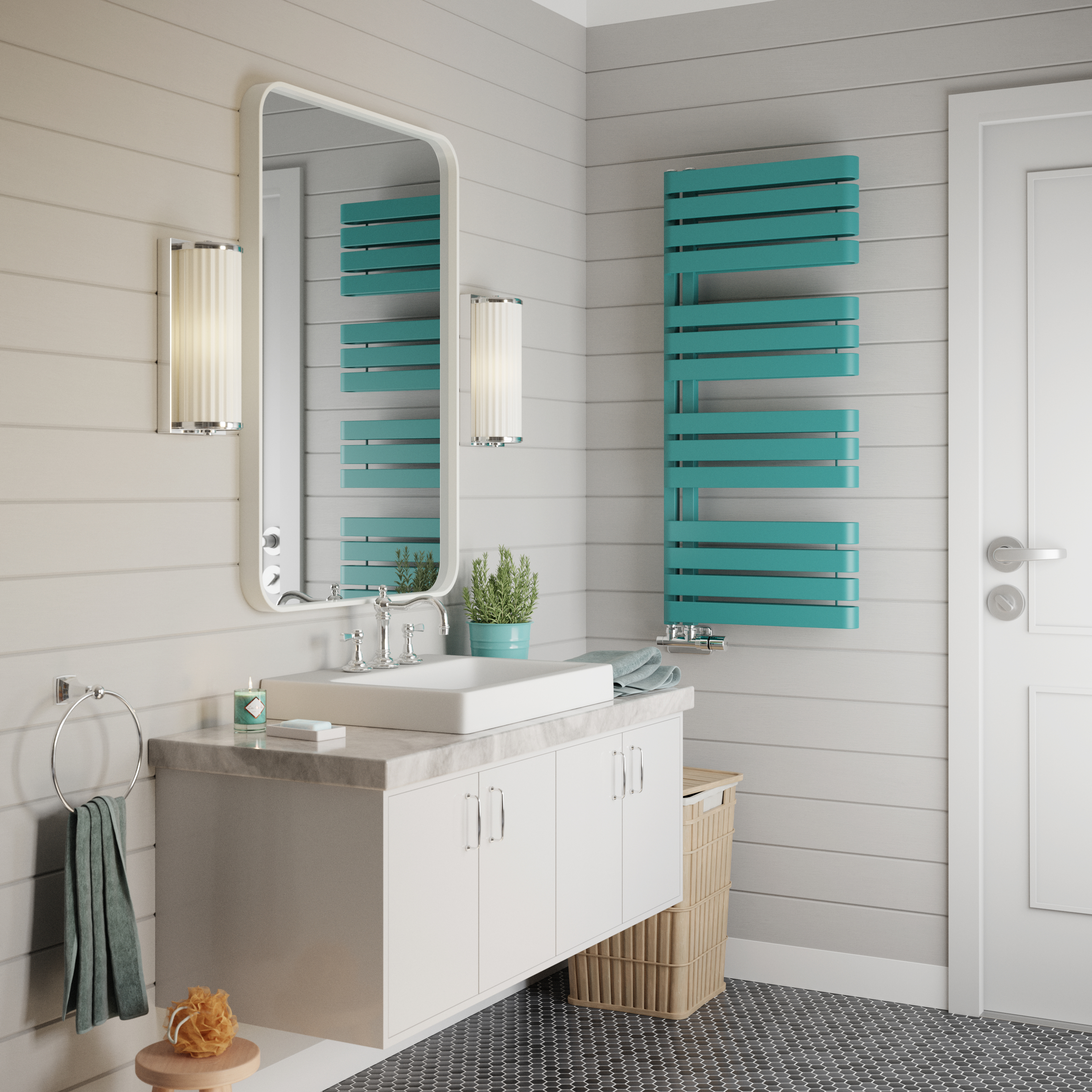 Terma Warp S Open Ladder Heated Towel Rail - 1100 x 500mm - Matt Teal