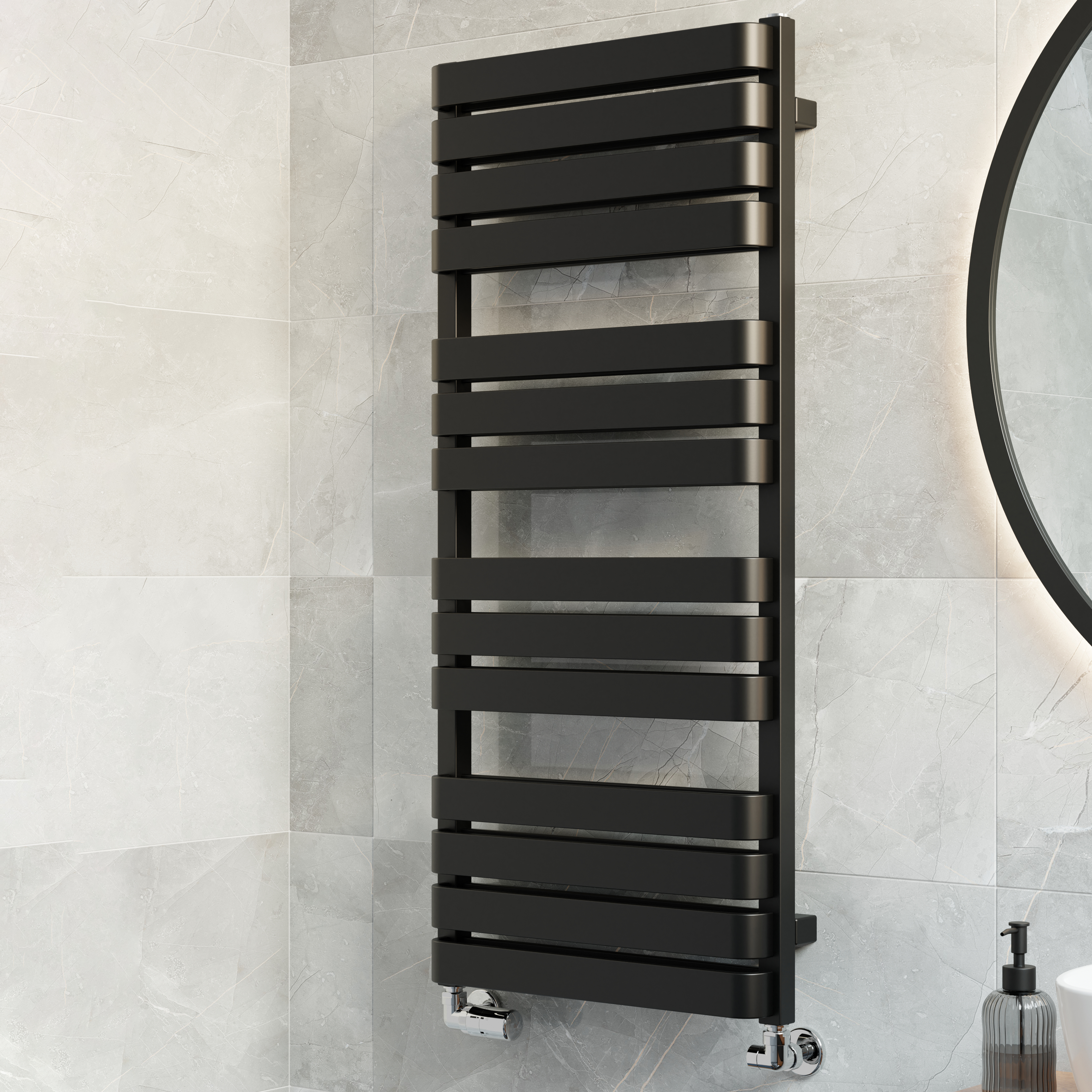 Terma Warp T Bold Ladder Heated Towel Rail - 1100 x 500mm - Jet Black