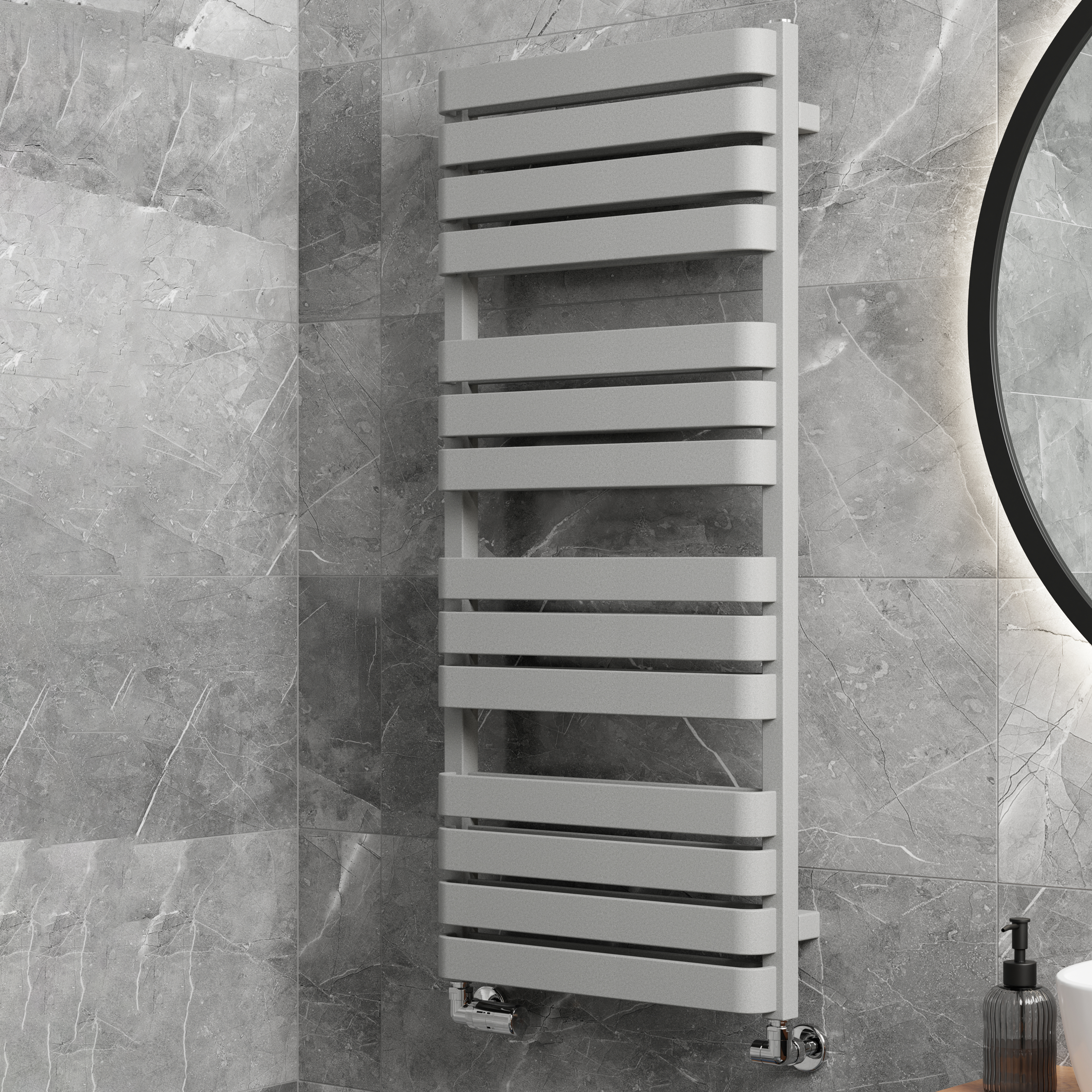 Terma Warp T Bold Ladder Heated Towel Rail - 1100 x 500mm - Salt & Pepper